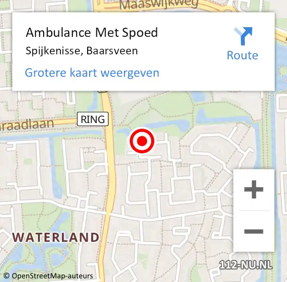 Locatie op kaart van de 112 melding: Ambulance Met Spoed Naar Spijkenisse, Baarsveen op 10 maart 2024 00:13