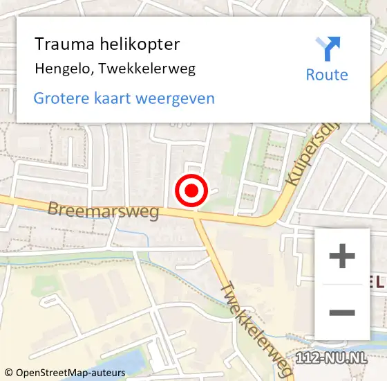 Locatie op kaart van de 112 melding: Trauma helikopter Hengelo, Twekkelerweg op 10 maart 2024 01:38