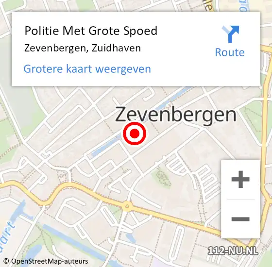 Locatie op kaart van de 112 melding: Politie Met Grote Spoed Naar Zevenbergen, Zuidhaven op 10 maart 2024 02:46