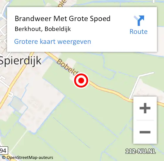 Locatie op kaart van de 112 melding: Brandweer Met Grote Spoed Naar Berkhout, Bobeldijk op 10 maart 2024 02:48