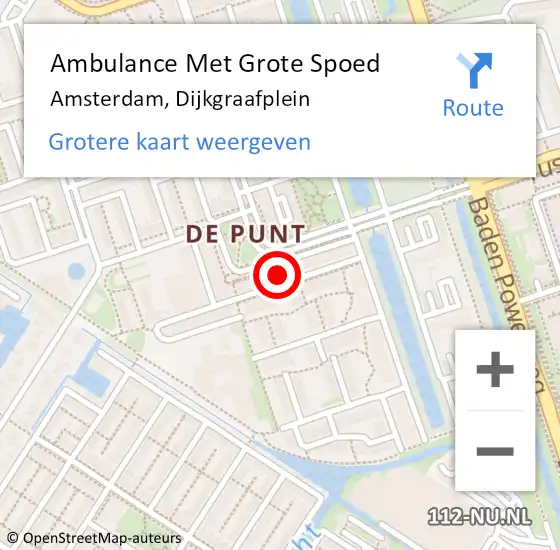 Locatie op kaart van de 112 melding: Ambulance Met Grote Spoed Naar Amsterdam, Dijkgraafplein op 10 maart 2024 04:55