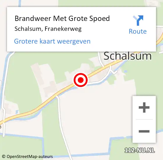 Locatie op kaart van de 112 melding: Brandweer Met Grote Spoed Naar Schalsum, Franekerweg op 10 maart 2024 06:12