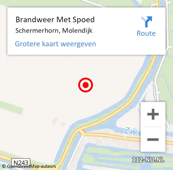 Locatie op kaart van de 112 melding: Brandweer Met Spoed Naar Schermerhorn, Molendijk op 10 maart 2024 08:15