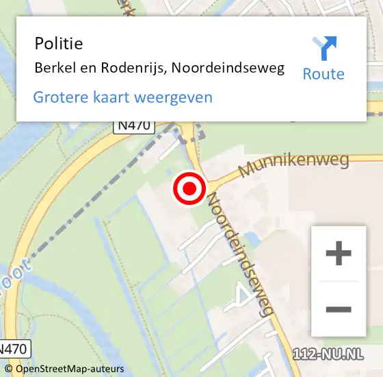 Locatie op kaart van de 112 melding: Politie Berkel en Rodenrijs, Noordeindseweg op 10 maart 2024 08:32