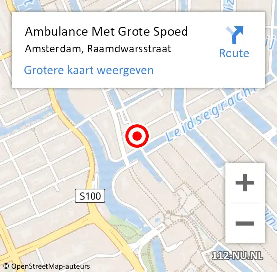 Locatie op kaart van de 112 melding: Ambulance Met Grote Spoed Naar Amsterdam, Raamdwarsstraat op 10 maart 2024 09:17