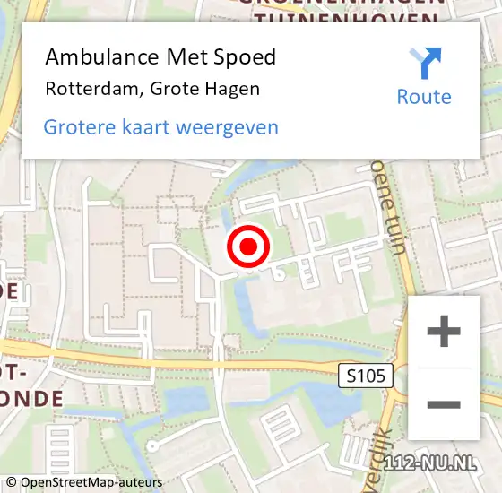 Locatie op kaart van de 112 melding: Ambulance Met Spoed Naar Rotterdam, Grote Hagen op 10 maart 2024 09:25
