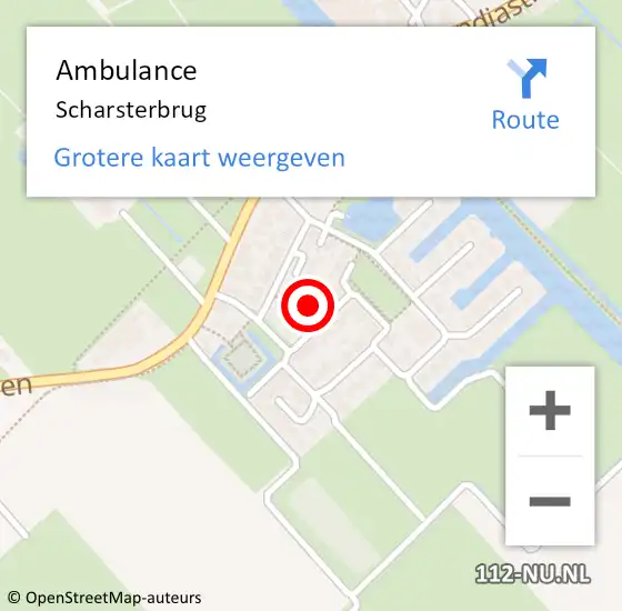 Locatie op kaart van de 112 melding: Ambulance Scharsterbrug op 10 maart 2024 09:44