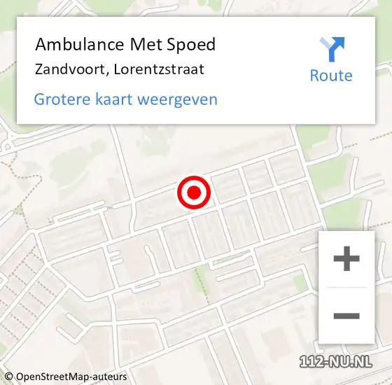 Locatie op kaart van de 112 melding: Ambulance Met Spoed Naar Zandvoort, Lorentzstraat op 10 maart 2024 10:15