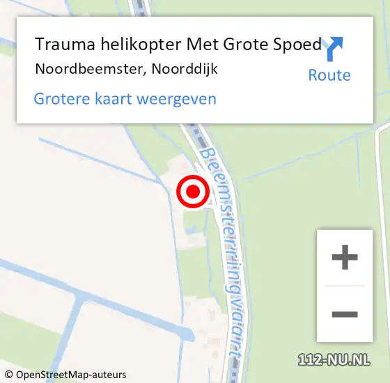 Locatie op kaart van de 112 melding: Trauma helikopter Met Grote Spoed Naar Noordbeemster, Noorddijk op 10 maart 2024 10:29