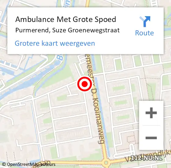 Locatie op kaart van de 112 melding: Ambulance Met Grote Spoed Naar Purmerend, Suze Groenewegstraat op 10 maart 2024 11:24