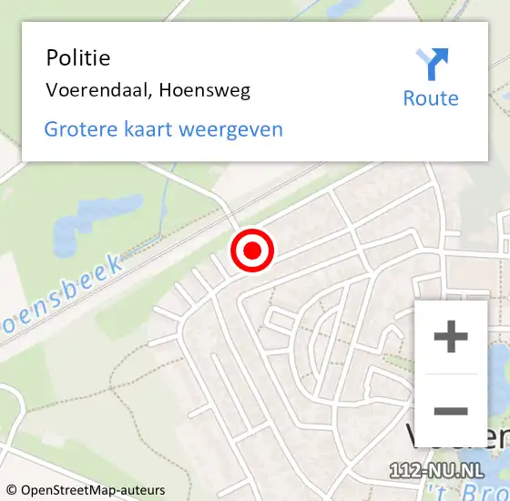 Locatie op kaart van de 112 melding: Politie Voerendaal, Hoensweg op 10 maart 2024 11:41