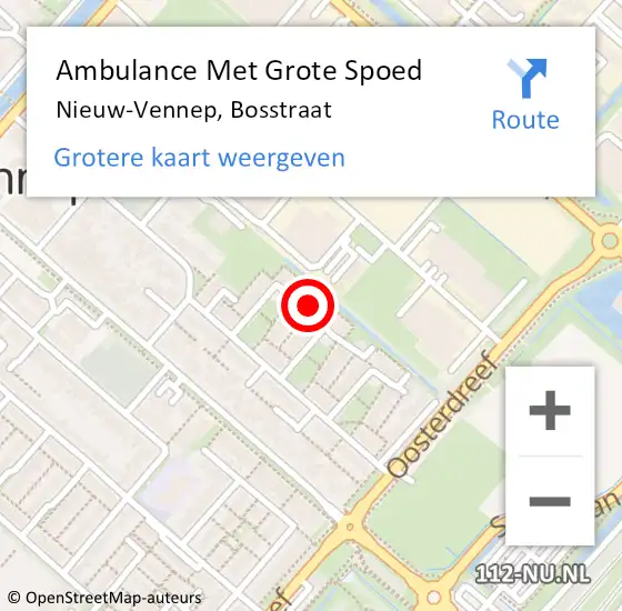 Locatie op kaart van de 112 melding: Ambulance Met Grote Spoed Naar Nieuw-Vennep, Bosstraat op 10 maart 2024 12:31