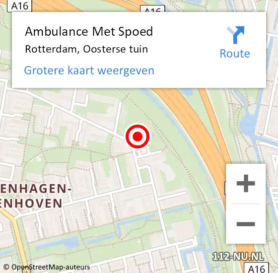Locatie op kaart van de 112 melding: Ambulance Met Spoed Naar Rotterdam, Oosterse tuin op 10 maart 2024 12:48
