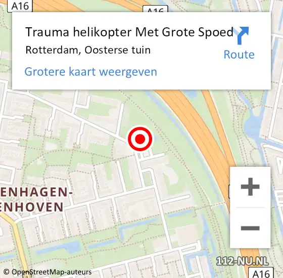 Locatie op kaart van de 112 melding: Trauma helikopter Met Grote Spoed Naar Rotterdam, Oosterse tuin op 10 maart 2024 12:51