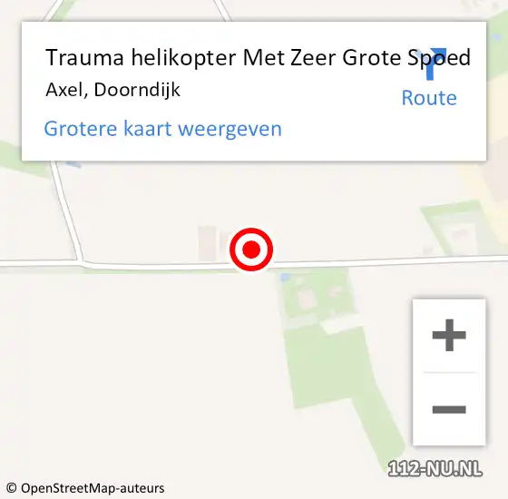 Locatie op kaart van de 112 melding: Trauma helikopter Met Zeer Grote Spoed Naar Axel, Doorndijk op 10 maart 2024 13:12