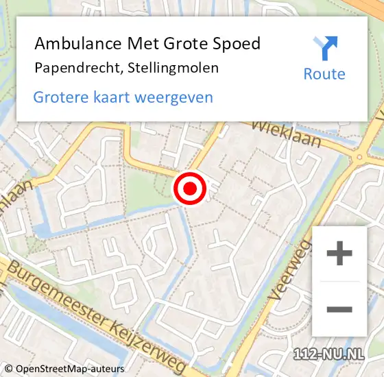 Locatie op kaart van de 112 melding: Ambulance Met Grote Spoed Naar Papendrecht, Stellingmolen op 10 maart 2024 13:13