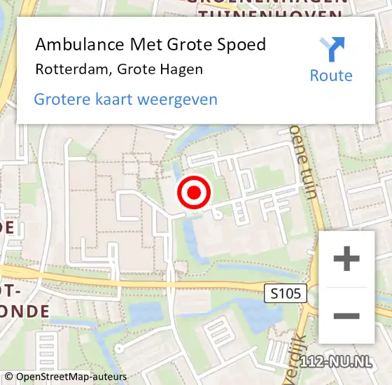 Locatie op kaart van de 112 melding: Ambulance Met Grote Spoed Naar Rotterdam, Grote Hagen op 10 maart 2024 13:16