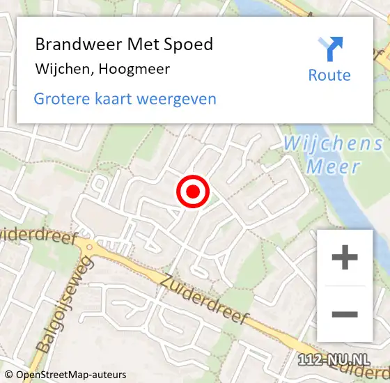 Locatie op kaart van de 112 melding: Brandweer Met Spoed Naar Wijchen, Hoogmeer op 10 maart 2024 13:38