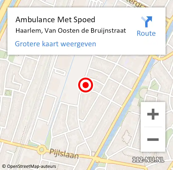 Locatie op kaart van de 112 melding: Ambulance Met Spoed Naar Haarlem, Van Oosten de Bruijnstraat op 10 maart 2024 13:51