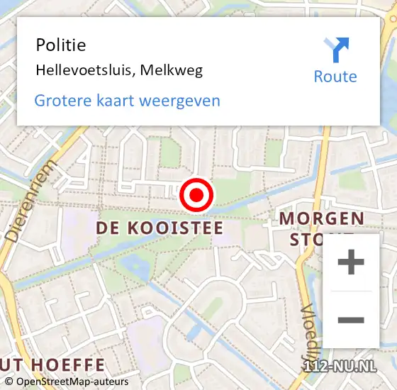 Locatie op kaart van de 112 melding: Politie Hellevoetsluis, Melkweg op 10 maart 2024 14:16