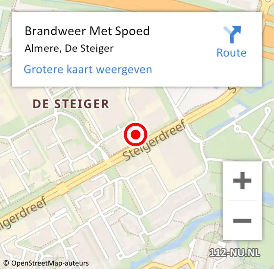 Locatie op kaart van de 112 melding: Brandweer Met Spoed Naar Almere, De Steiger op 10 maart 2024 14:42