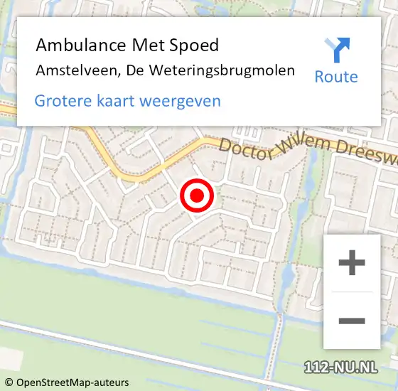 Locatie op kaart van de 112 melding: Ambulance Met Spoed Naar Amstelveen, De Weteringsbrugmolen op 10 maart 2024 14:45