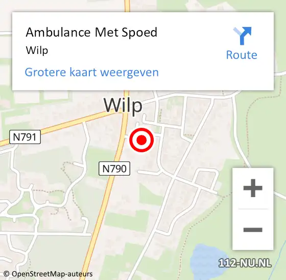 Locatie op kaart van de 112 melding: Ambulance Met Spoed Naar Wilp op 10 maart 2024 14:55