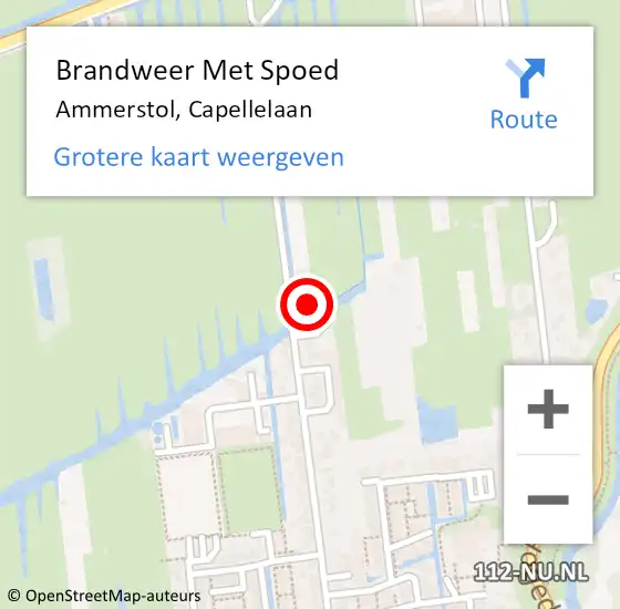 Locatie op kaart van de 112 melding: Brandweer Met Spoed Naar Ammerstol, Capellelaan op 10 maart 2024 14:57