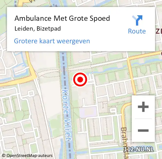Locatie op kaart van de 112 melding: Ambulance Met Grote Spoed Naar Leiden, Bizetpad op 10 maart 2024 15:11
