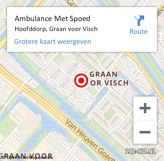 Locatie op kaart van de 112 melding: Ambulance Met Spoed Naar Hoofddorp, Graan voor Visch op 10 maart 2024 16:15
