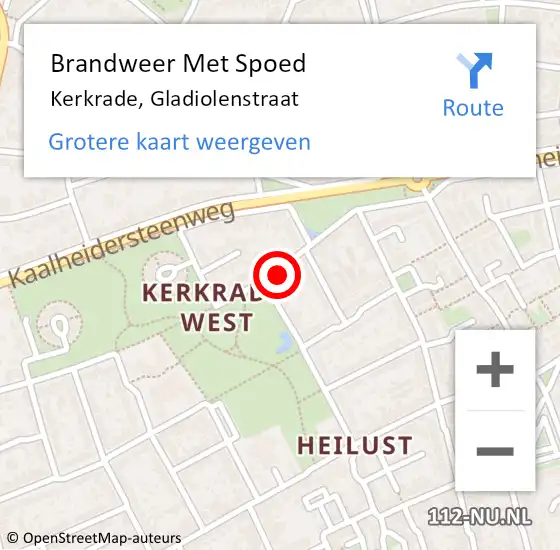 Locatie op kaart van de 112 melding: Brandweer Met Spoed Naar Kerkrade, Gladiolenstraat op 10 maart 2024 16:27