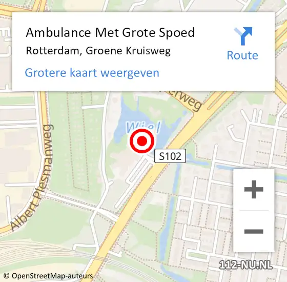 Locatie op kaart van de 112 melding: Ambulance Met Grote Spoed Naar Rotterdam, Groene Kruisweg op 10 maart 2024 17:20