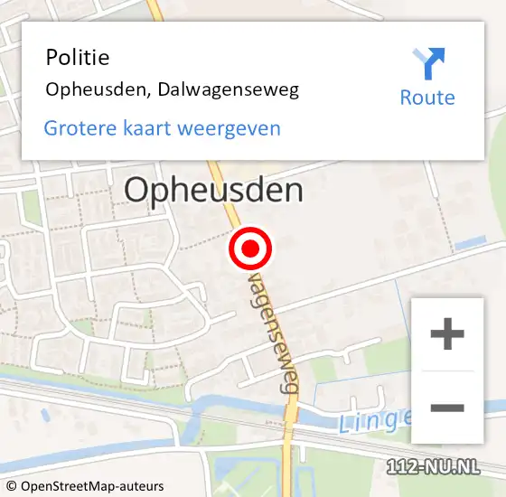 Locatie op kaart van de 112 melding: Politie Opheusden, Dalwagenseweg op 10 maart 2024 17:42
