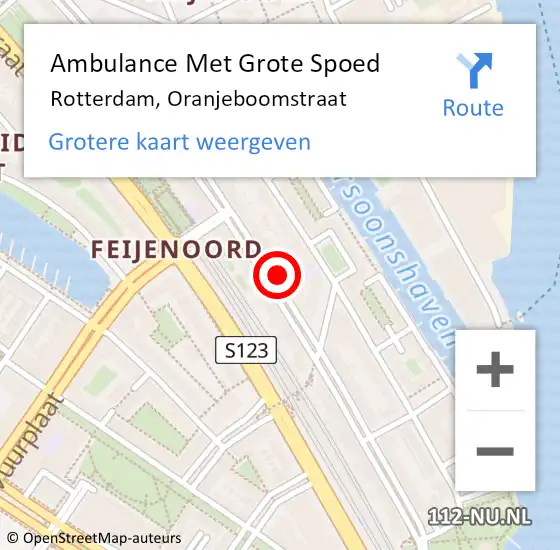 Locatie op kaart van de 112 melding: Ambulance Met Grote Spoed Naar Rotterdam, Oranjeboomstraat op 10 maart 2024 18:48