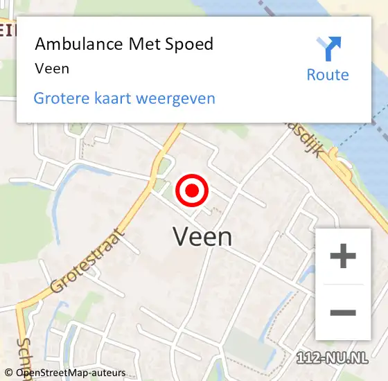 Locatie op kaart van de 112 melding: Ambulance Met Spoed Naar Veen op 10 maart 2024 19:38