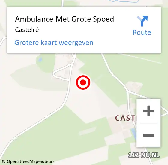 Locatie op kaart van de 112 melding: Ambulance Met Grote Spoed Naar Castelré op 10 maart 2024 19:45