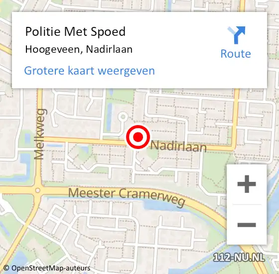 Locatie op kaart van de 112 melding: Politie Met Spoed Naar Hoogeveen, Nadirlaan op 10 maart 2024 21:15