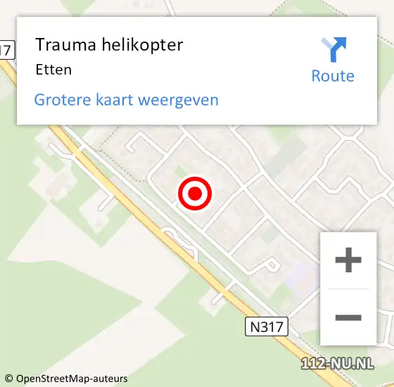 Locatie op kaart van de 112 melding: Trauma helikopter Etten op 10 maart 2024 22:02