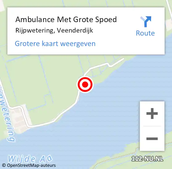 Locatie op kaart van de 112 melding: Ambulance Met Grote Spoed Naar Rijpwetering, Veenderdijk op 10 maart 2024 22:37