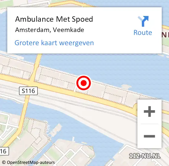 Locatie op kaart van de 112 melding: Ambulance Met Spoed Naar Amsterdam, Veemkade op 10 maart 2024 22:40