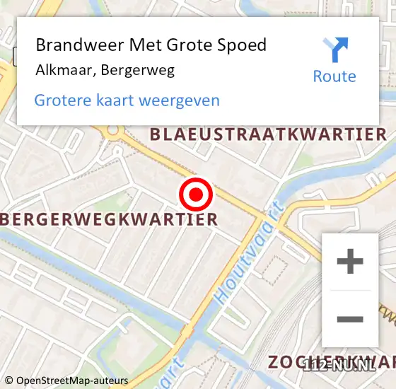 Locatie op kaart van de 112 melding: Brandweer Met Grote Spoed Naar Alkmaar, Bergerweg op 11 maart 2024 02:43