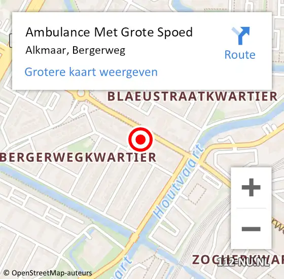 Locatie op kaart van de 112 melding: Ambulance Met Grote Spoed Naar Alkmaar, Bergerweg op 11 maart 2024 02:47