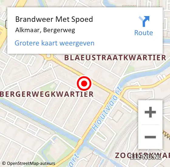 Locatie op kaart van de 112 melding: Brandweer Met Spoed Naar Alkmaar, Bergerweg op 11 maart 2024 04:21