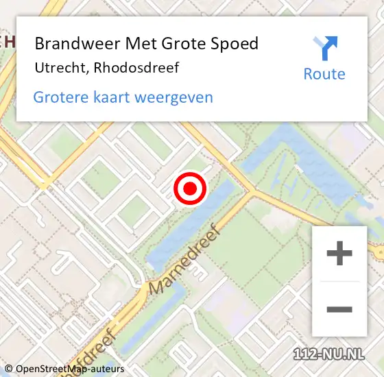 Locatie op kaart van de 112 melding: Brandweer Met Grote Spoed Naar Utrecht, Rhodosdreef op 11 maart 2024 07:35