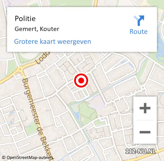 Locatie op kaart van de 112 melding: Politie Gemert, Kouter op 11 maart 2024 08:11