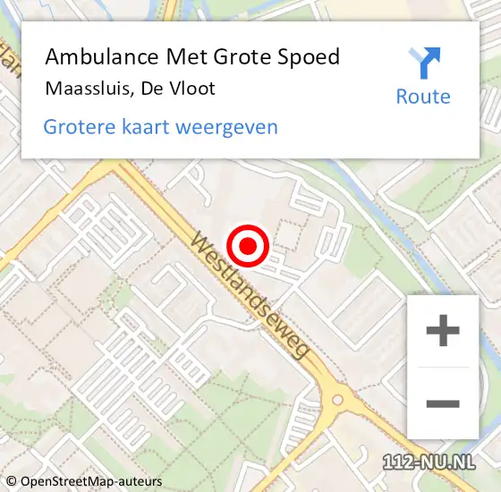 Locatie op kaart van de 112 melding: Ambulance Met Grote Spoed Naar Maassluis, De Vloot op 11 maart 2024 08:24