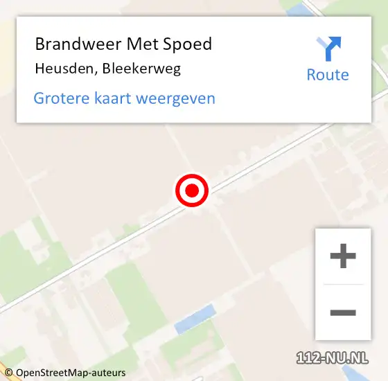 Locatie op kaart van de 112 melding: Brandweer Met Spoed Naar Heusden, Bleekerweg op 11 maart 2024 08:33