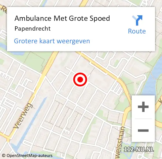 Locatie op kaart van de 112 melding: Ambulance Met Grote Spoed Naar Papendrecht op 11 maart 2024 08:46