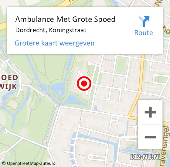 Locatie op kaart van de 112 melding: Ambulance Met Grote Spoed Naar Dordrecht, Koningstraat op 11 maart 2024 08:50