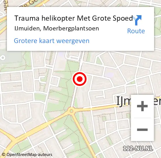 Locatie op kaart van de 112 melding: Trauma helikopter Met Grote Spoed Naar IJmuiden, Moerbergplantsoen op 11 maart 2024 09:02